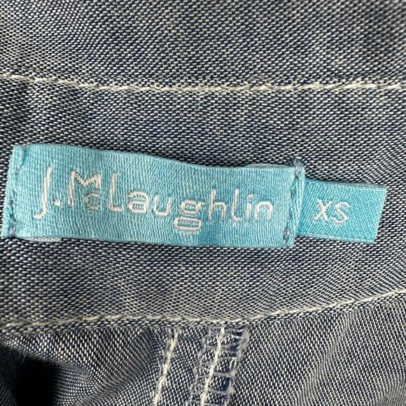 J. McLaughlin Hensely Blouse Top Chambray Blue Button Up Preppy Women's XS - Picture 6 of 9
